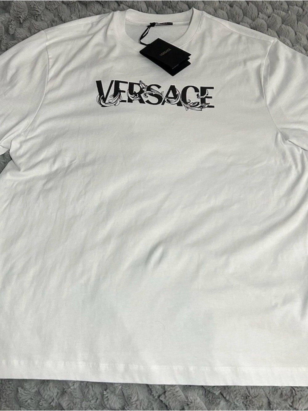 Size 3XL-Versace Barocco Logo T-Shirt Men’s White Black New With Tags Authentic